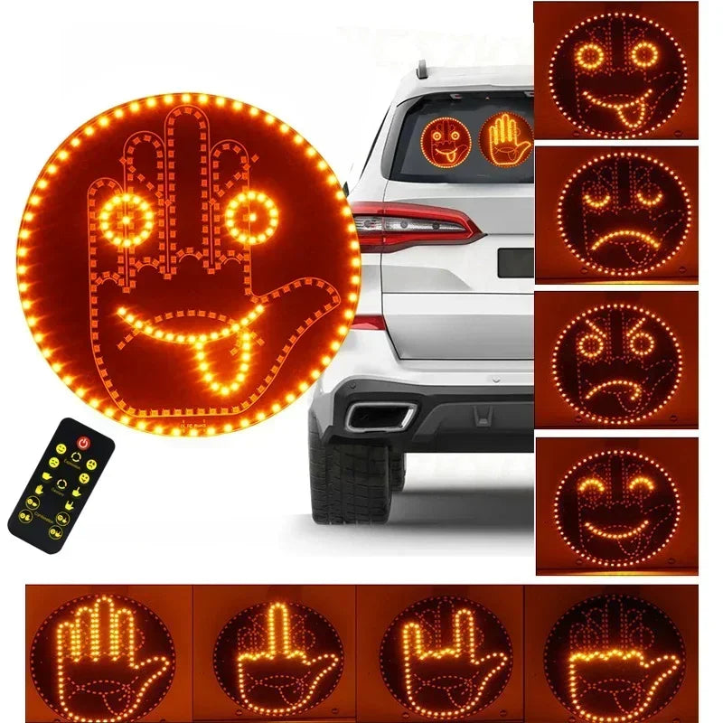 Funny Gesture & Emoji Car Sign | Flip, Flash & Express!