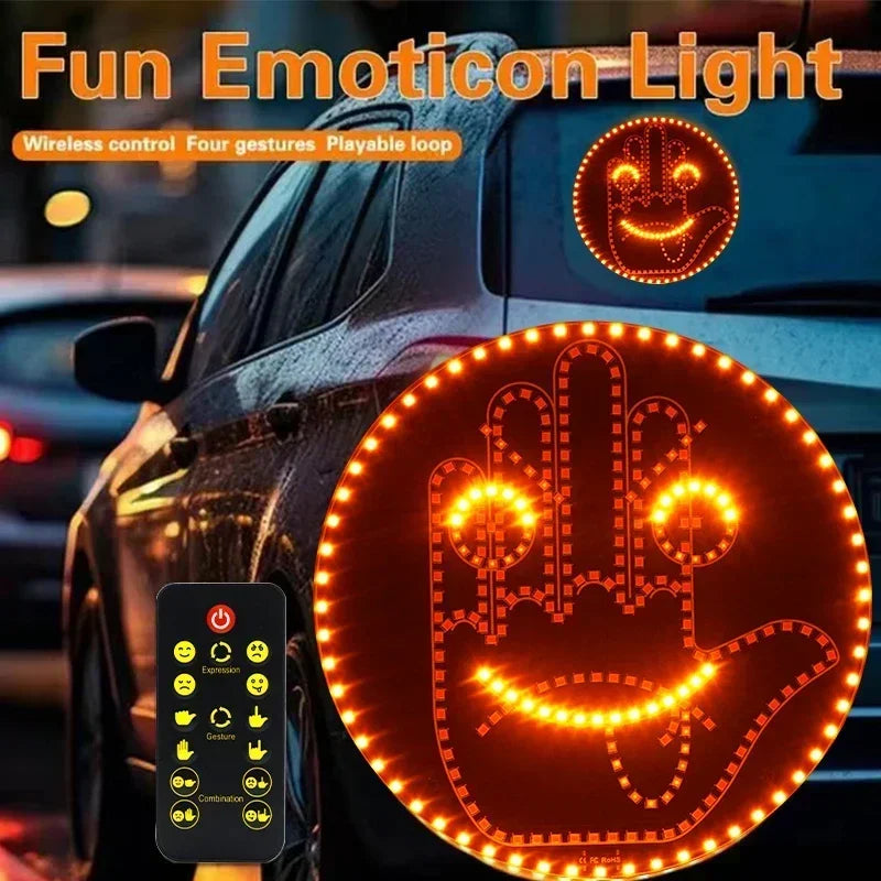 Funny Gesture & Emoji Car Sign | Flip, Flash & Express!